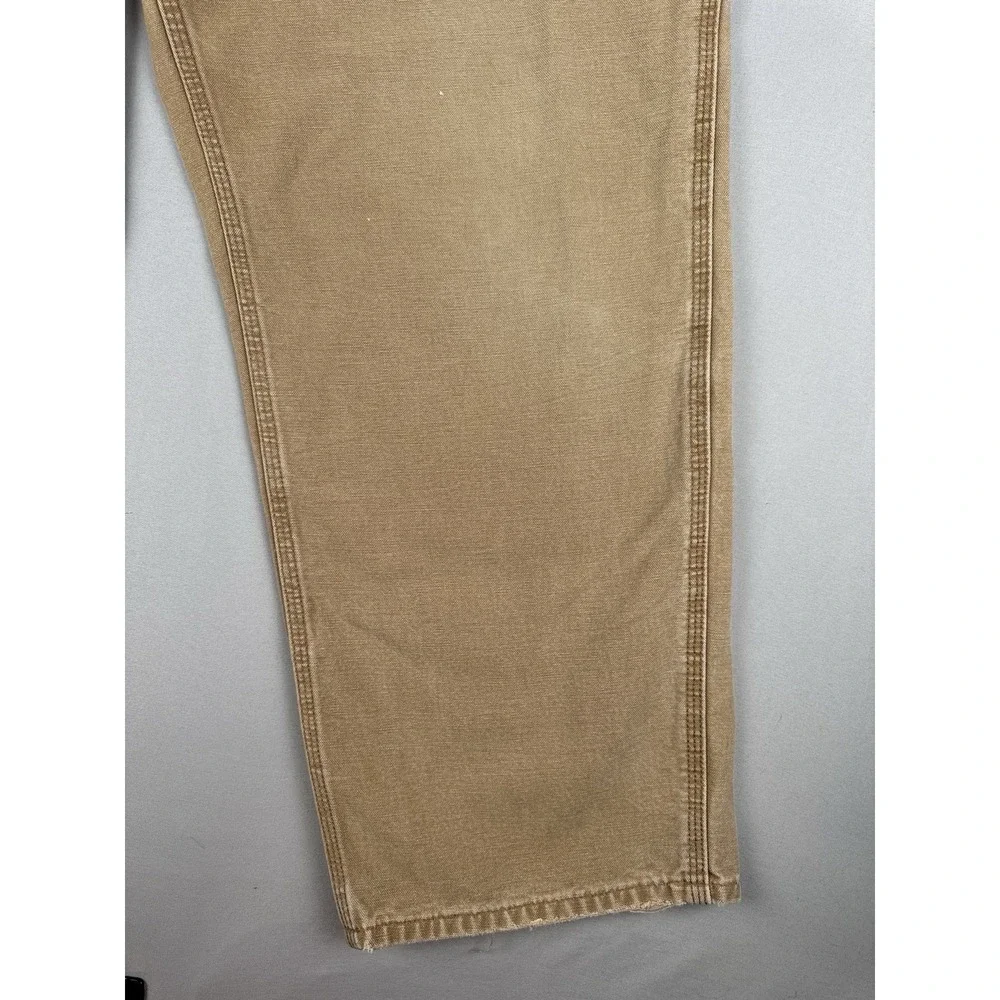 Vintage Carhartt Duck Canvas Carpenter Work Pants Distressed Faded 40x30 Tan